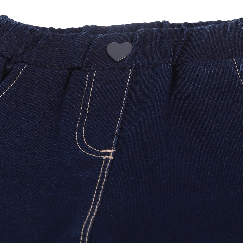 Girls Dark Blue Applique Long Trousers image number 2